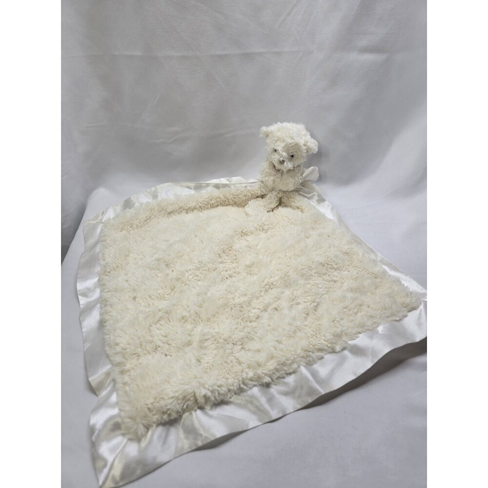 Jellycat White Wilkie Bear Lovey Plush Security Blanket w/Satin Trim- Read Info